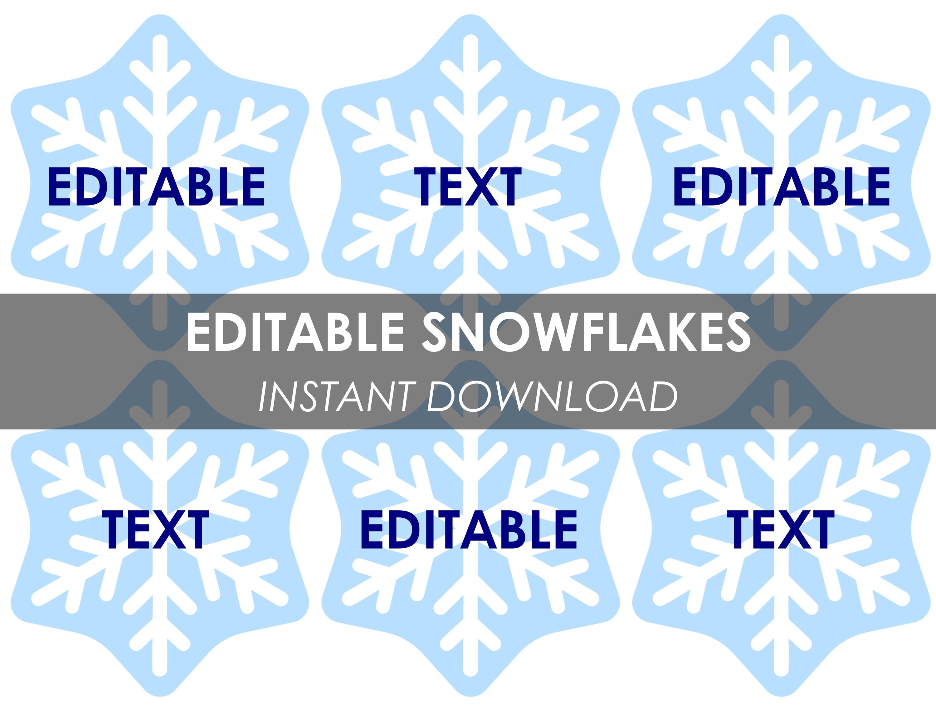 printable snowflake tags | editable winter labels | classroom name
