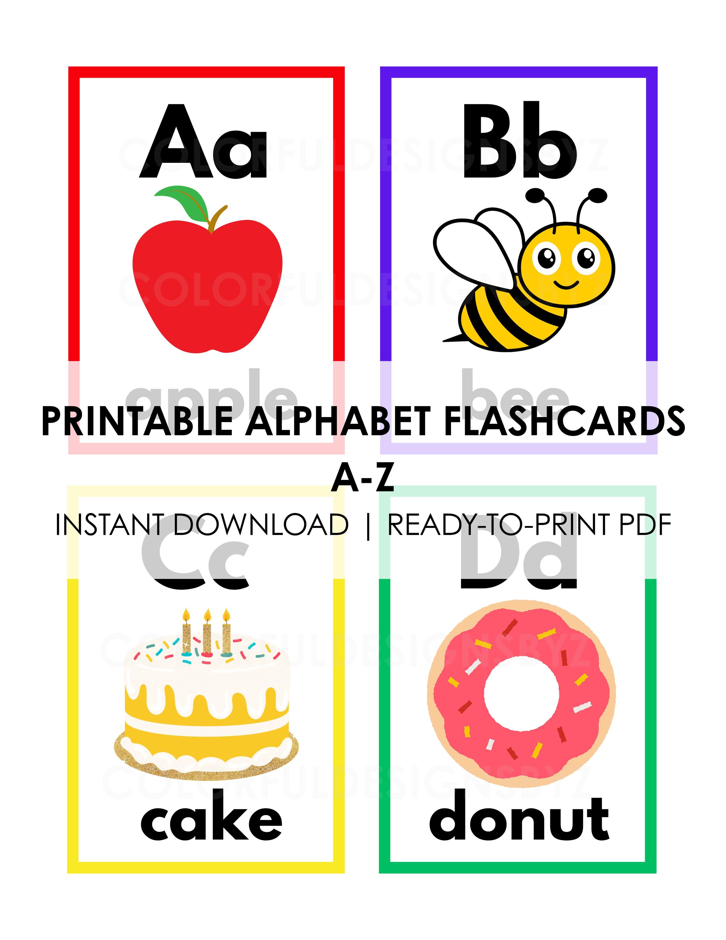 Printable Alphabet A to Z Flashcards | Early Learning | Colorful ABC ...