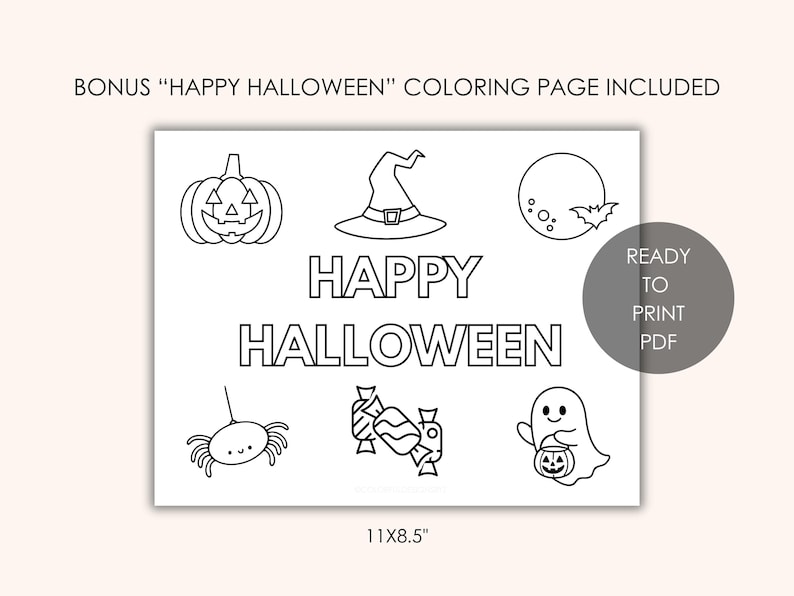 Editable Halloween Coloring Page Canva Template | Personalized Name ...