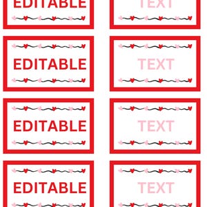 Bearbeitbare Valentinstag Tags | Druckbare rote und rosa Herzetiketten Vorlage | DIY Klassenzimmer Karten, Geschenkanhänger | Power Point Sofort-Download