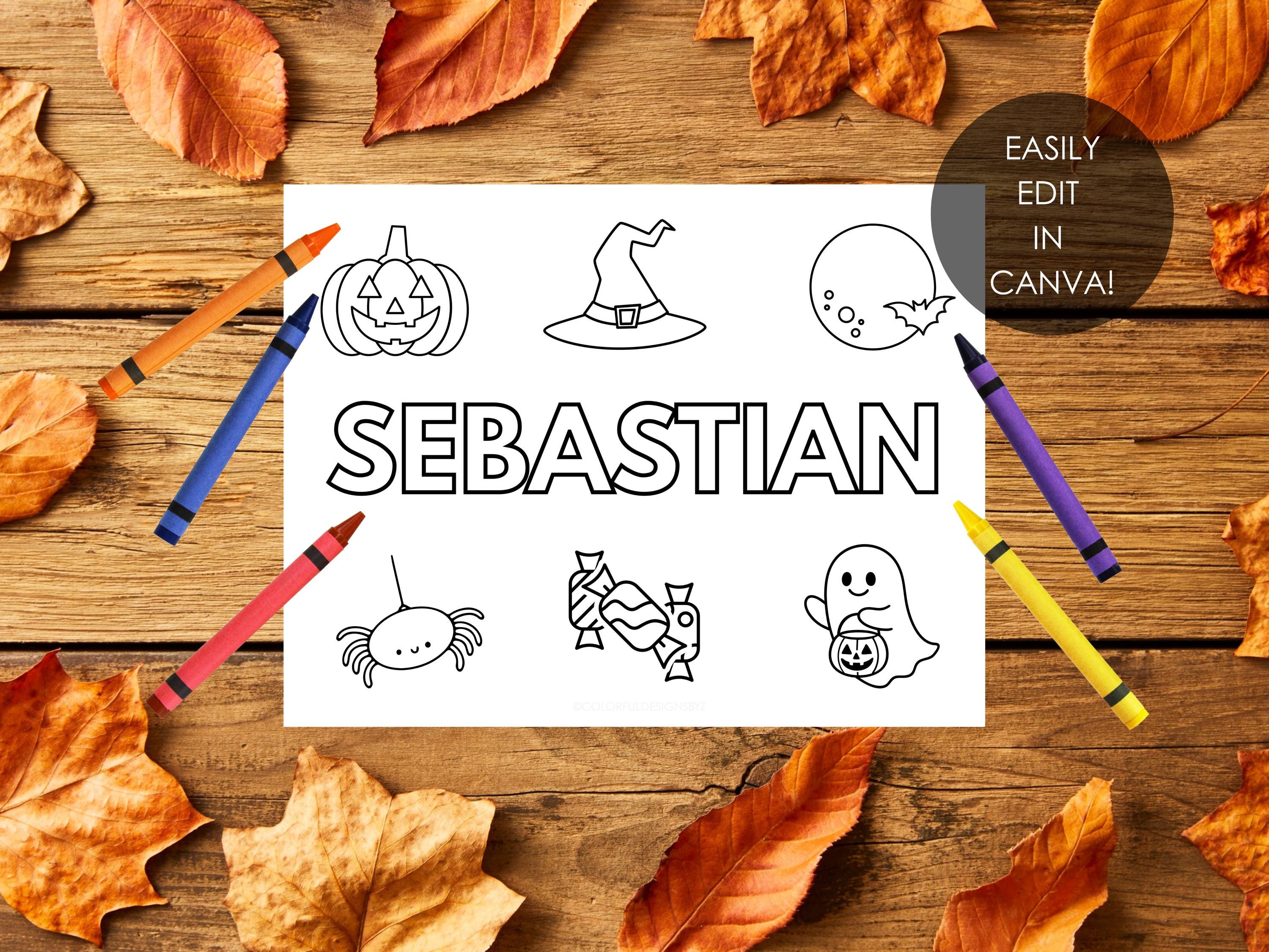 Editable Halloween Coloring Page Canva Template | Personalized Name ...