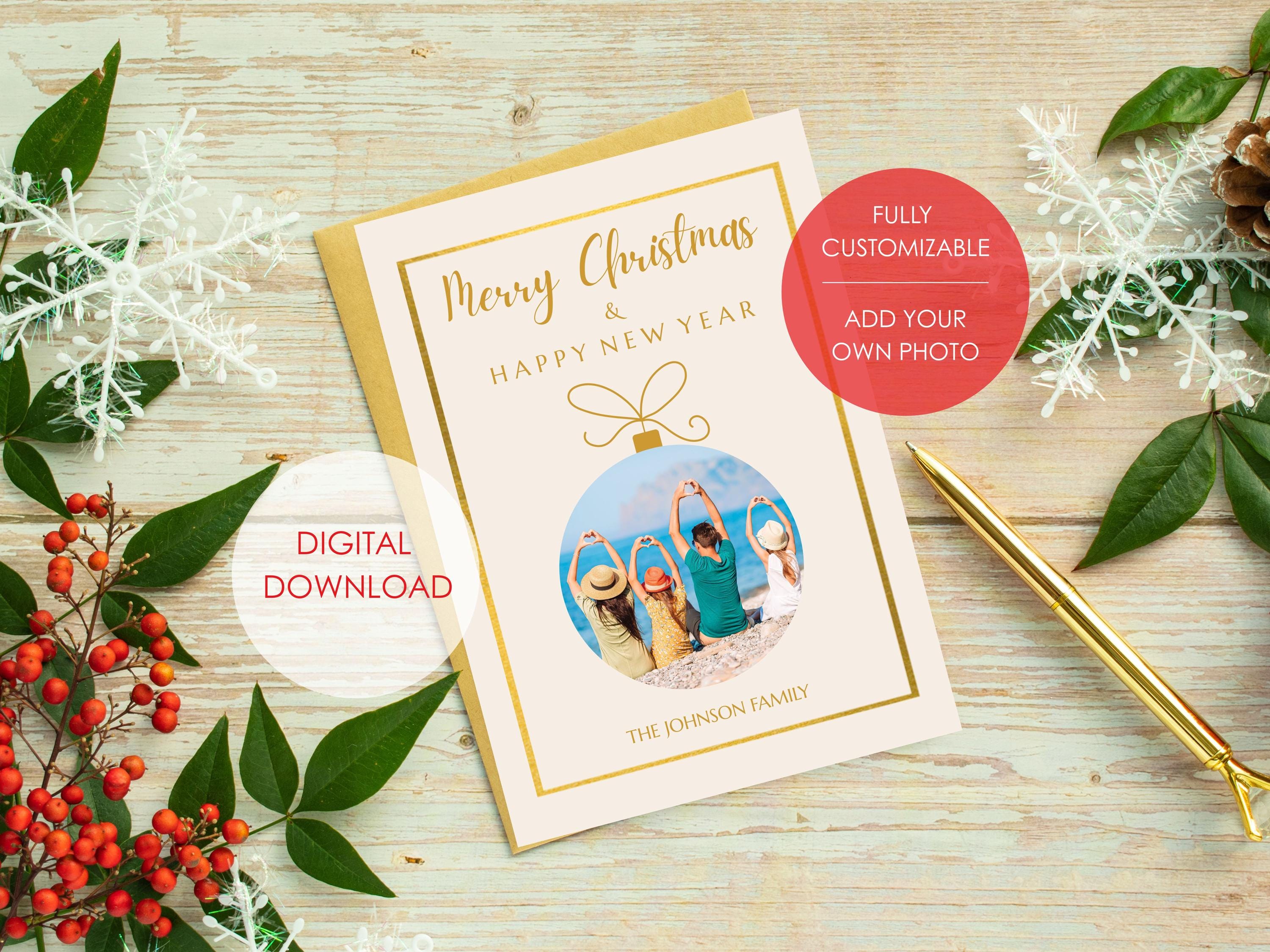 Editable Christmas Card Template Canva | 5x7 Holiday Photo Card ...