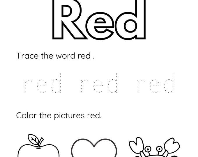 Printable color words trace and color pages for kids printable learning