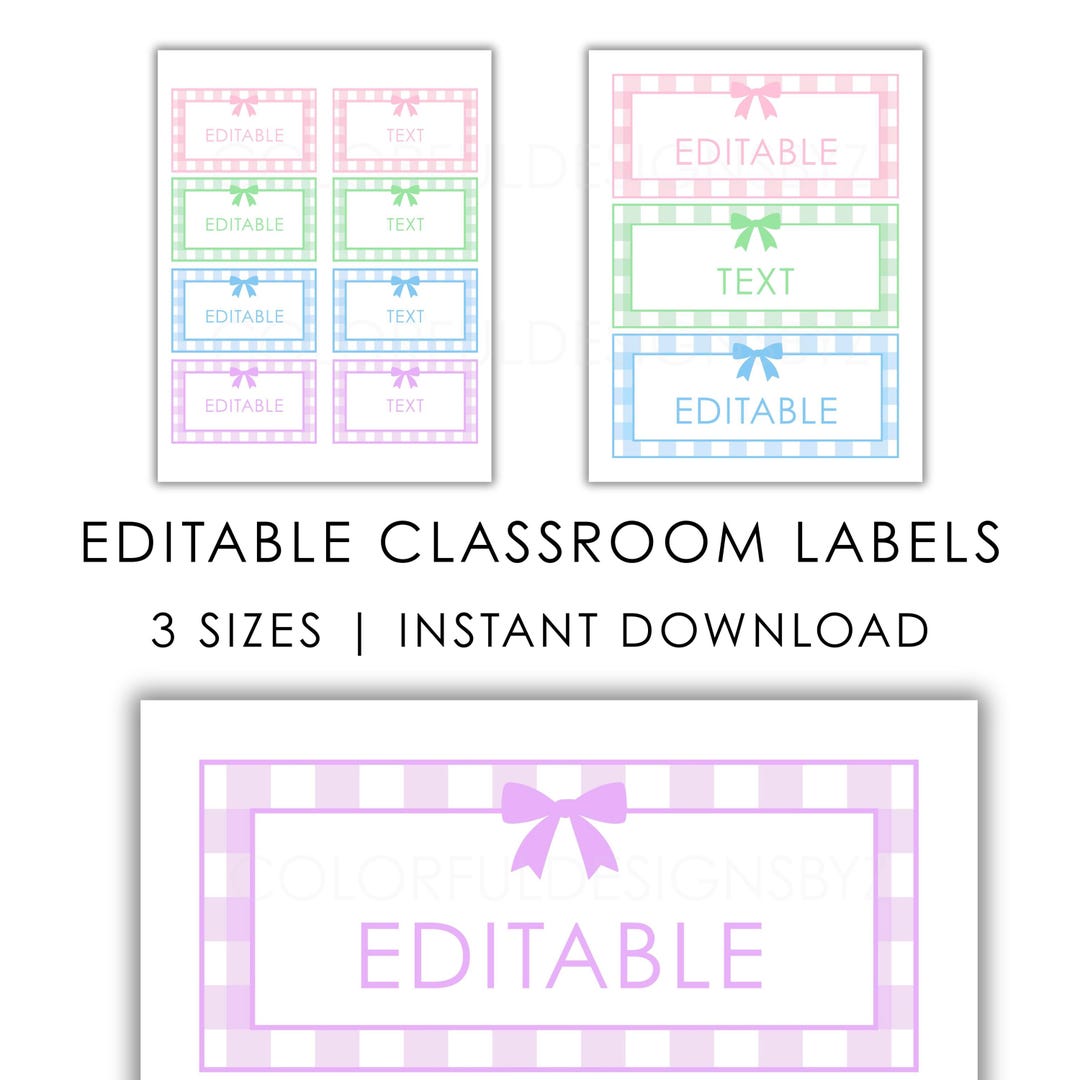 Editable Classroom Name Labels, Gingham Desk & Bin Labels Template - Etsy