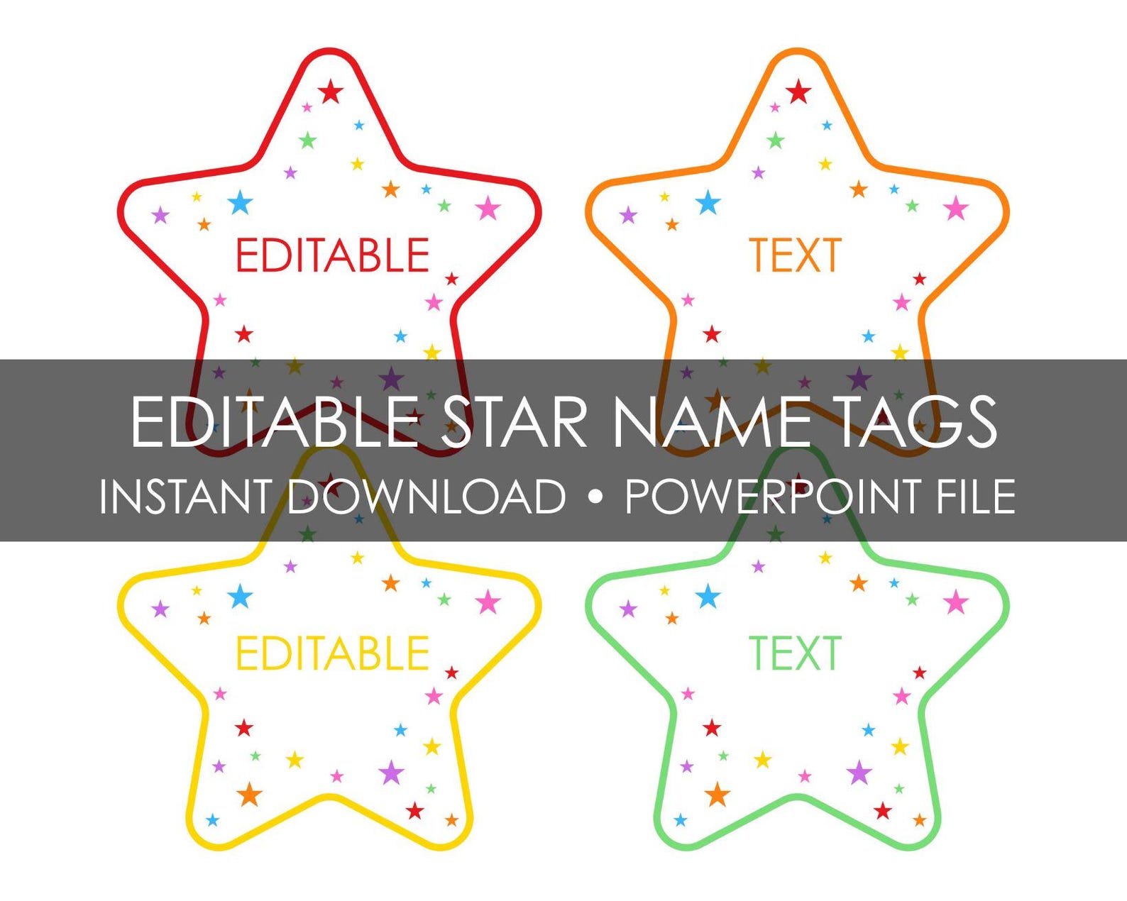 Editable Star Name Tags | 4 per Page | Powerpoint Template for Teachers ...