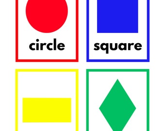 Flashcards de formas imprimíveis para crianças pequenas e pré-escolares | Aprendizagem precoce | 11 cartões de formas | Uso em sala de aula e educação domiciliar | Download em PDF