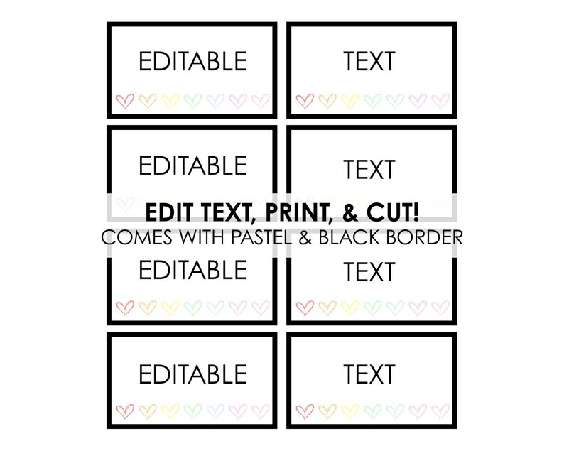 Editable Printable Labels , 8.5"x11" Customizable Labels Template, 8 ...