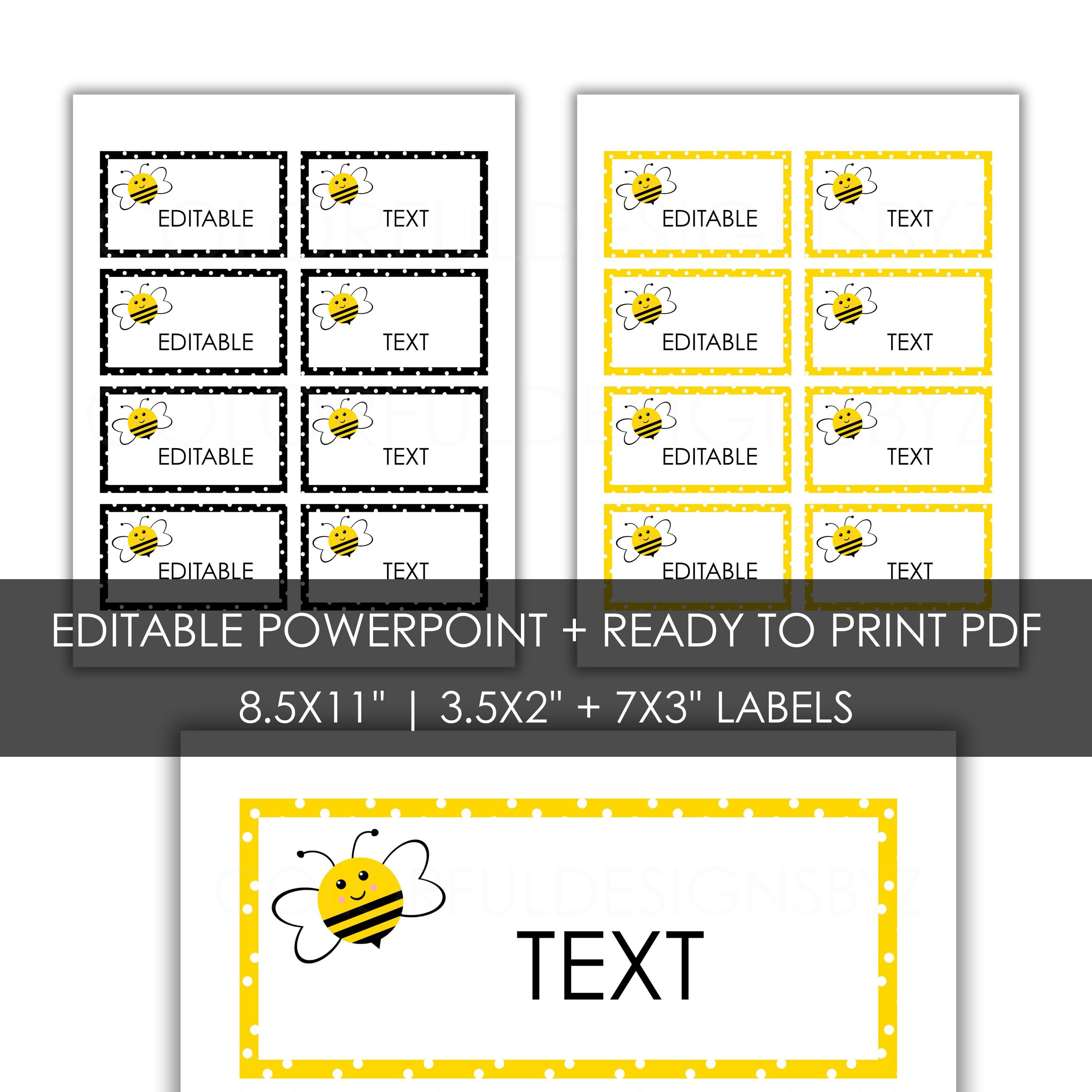 Editable Bee Classroom Labels | 7x3 & 3.5x2 Bin Labels - Etsy