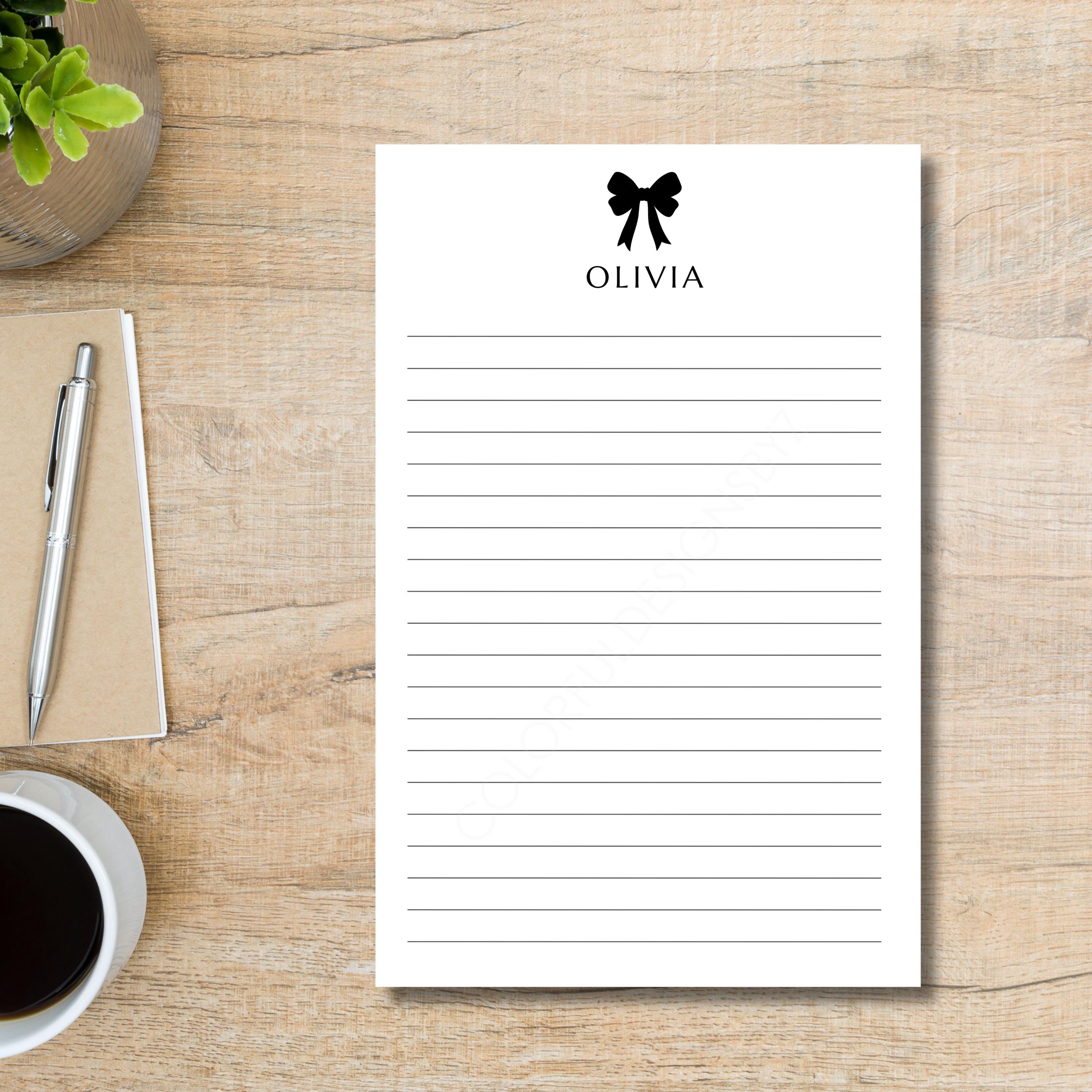 Personalized Bow Notepad, Custom Name Stationery, Cute Gift Notepad - Etsy
