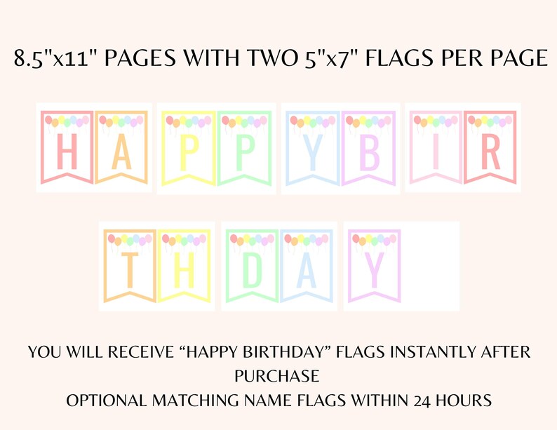 Pastel Rainbow Birthday Banner Printable – Happy Birthday PDF With ...