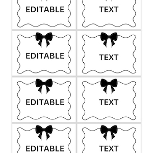 Plantillas de etiquetas editables / Etiquetas con nombre imprimibles en blanco y negro / Etiquetas elegantes para fiestas / Etiquetas para regalos / Tarjetas de ubicación / Descarga de PowerPoint