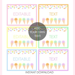 Editable Ice Cream Name Tags – Summer Classroom Labels, Party Tags, or Stickers – PowerPoint & PDF – 6 Per Page, 3.5&quot;x2.5&quot;