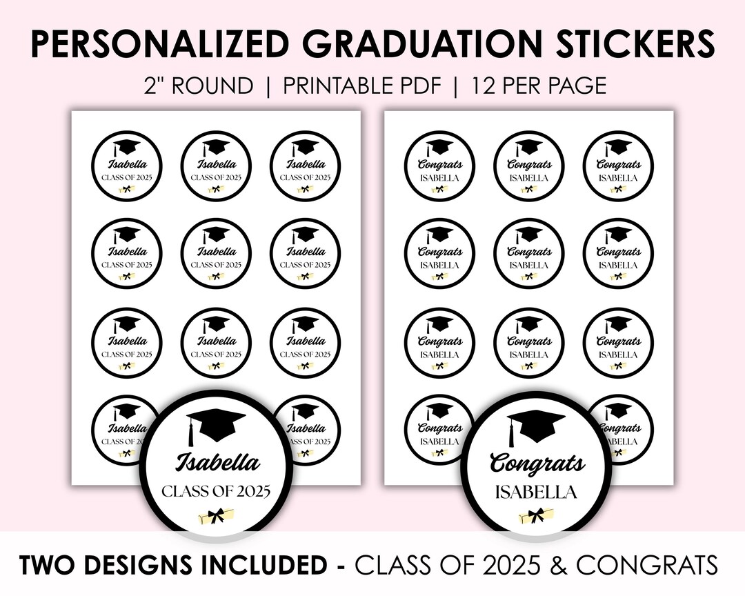 Personalized Graduation Stickers – Class of 2025 & Congrats | Custom ...
