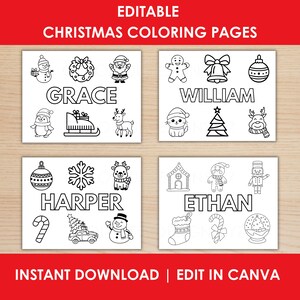 Editable Christmas Coloring Page • Personalized Name Activity • 8.5x11" Canva Template • Holiday Printable for Kids & Classrooms