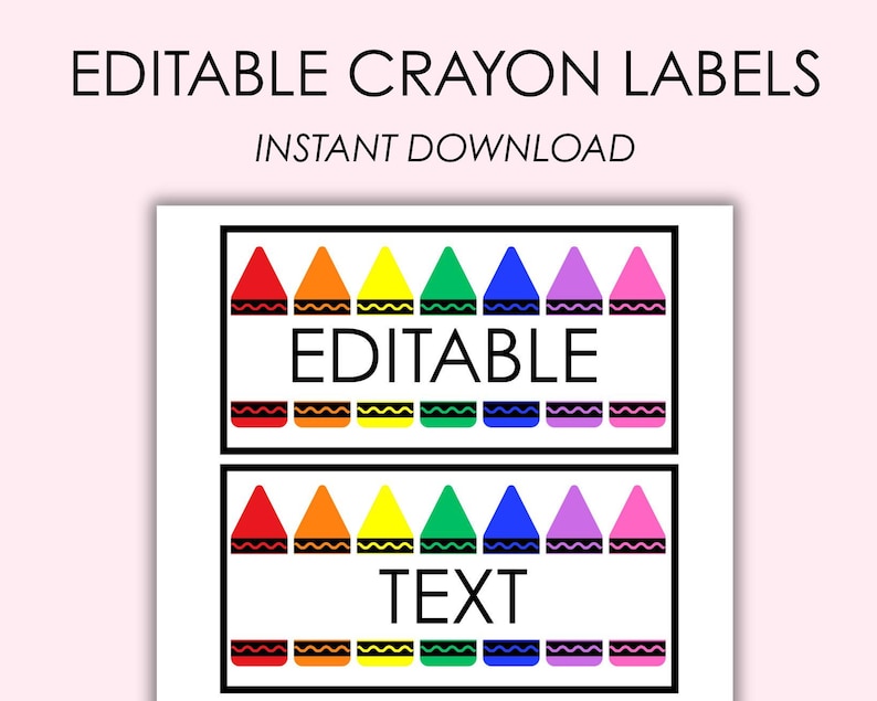 Editable Crayon Name Tags Printable Classroom Desk Plates Cubby Tags