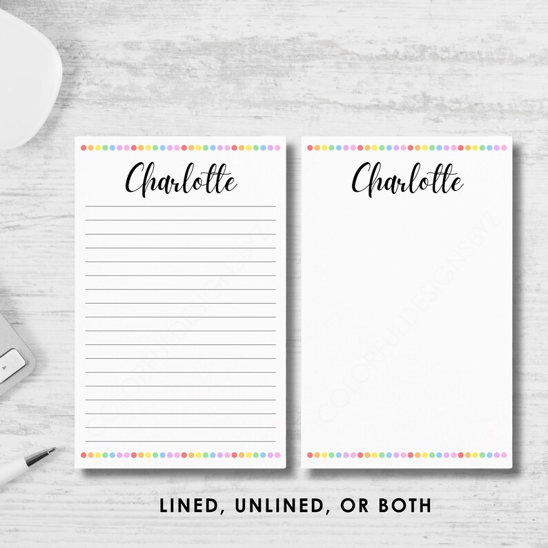 Personalized Kids Notepad, Custom Name Writing Pad, Lined or Blank ...