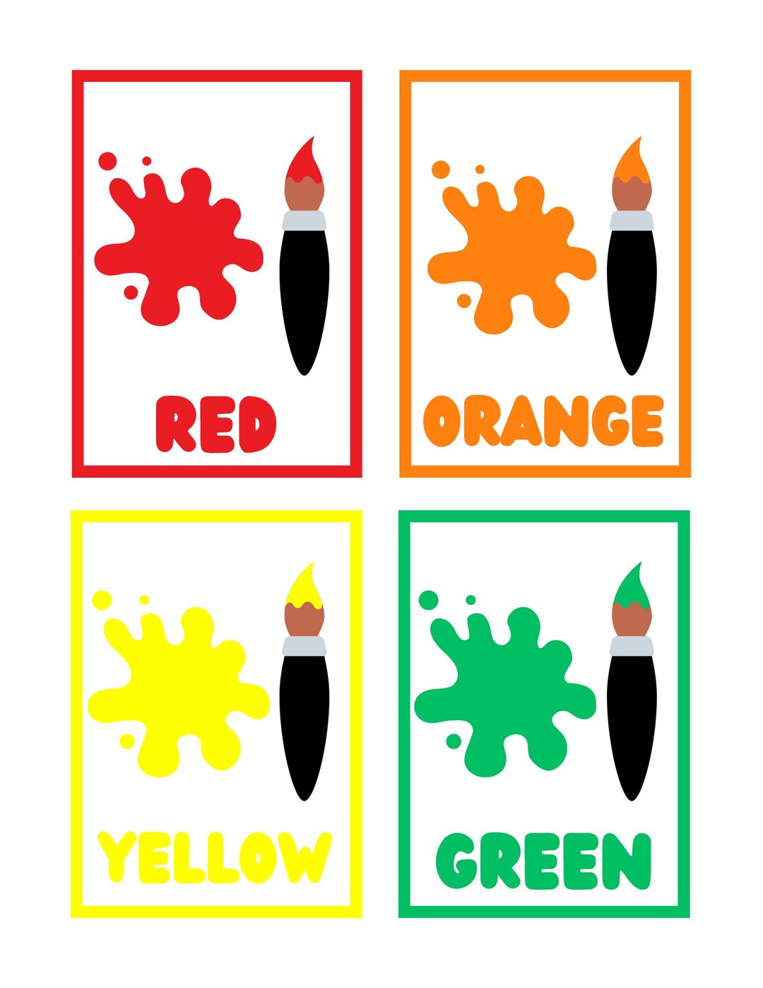 Printable Paint Colors Flashcards for Early Learning Learning Colors and Color Words 3 Page PDF ...