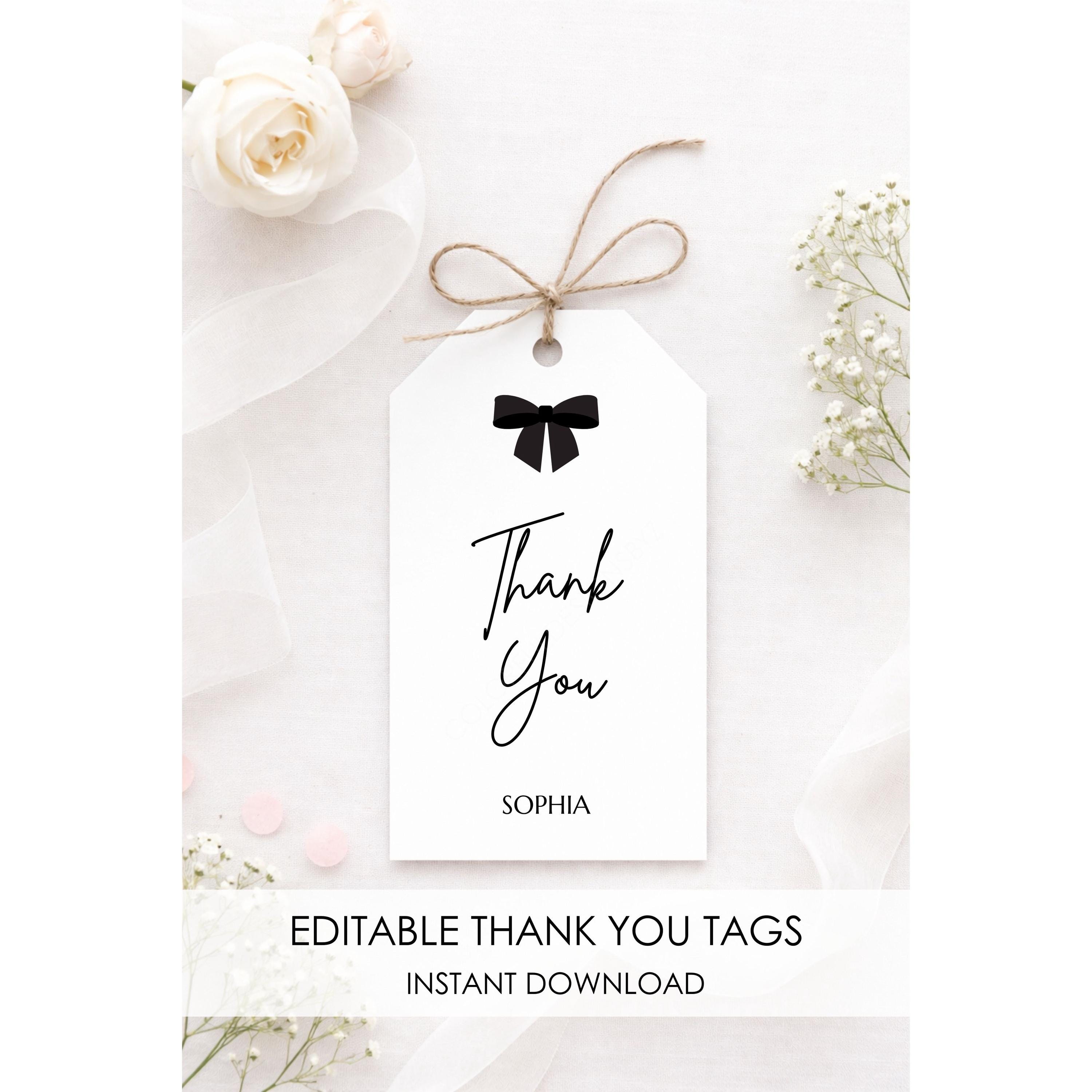 Editable Thank You Gift Tags Template | Printable Party Favor Tags - Etsy