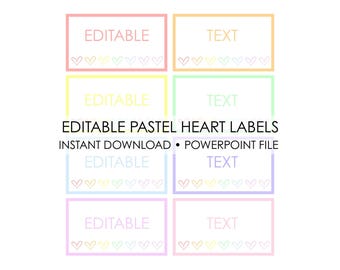 Editable Printable Labels , 8.5&quot;x11&quot; Customizable Labels Template, 8 Per Page , 3.5&quot;x2&quot; Tags, PowerPoint Instant Download