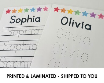 Personalized Name Tracing Worksheet, Laminated Reusable Dry Erase, Prek Preschool Kindergarten, 8.5x11