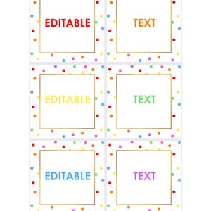 Sjabloon voor bewerkbare labels | Afdrukbare tags met stippen | Labels voor feestbedankjes | Aanpasbare tekst | PowerPoint direct downloaden | DIY-cadeaukaartjes