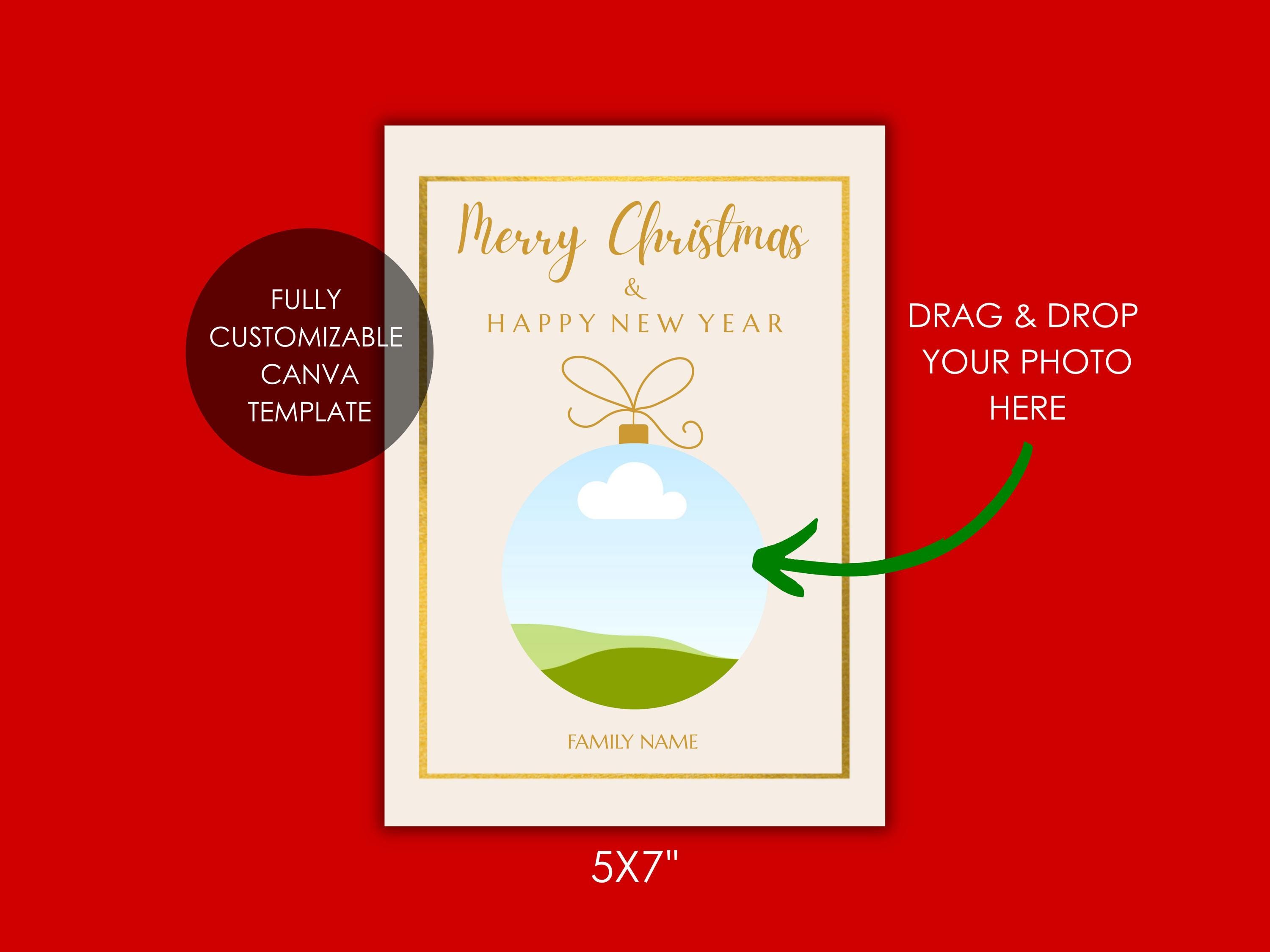Editable Christmas Card Template Canva | 5x7 Holiday Photo Card ...