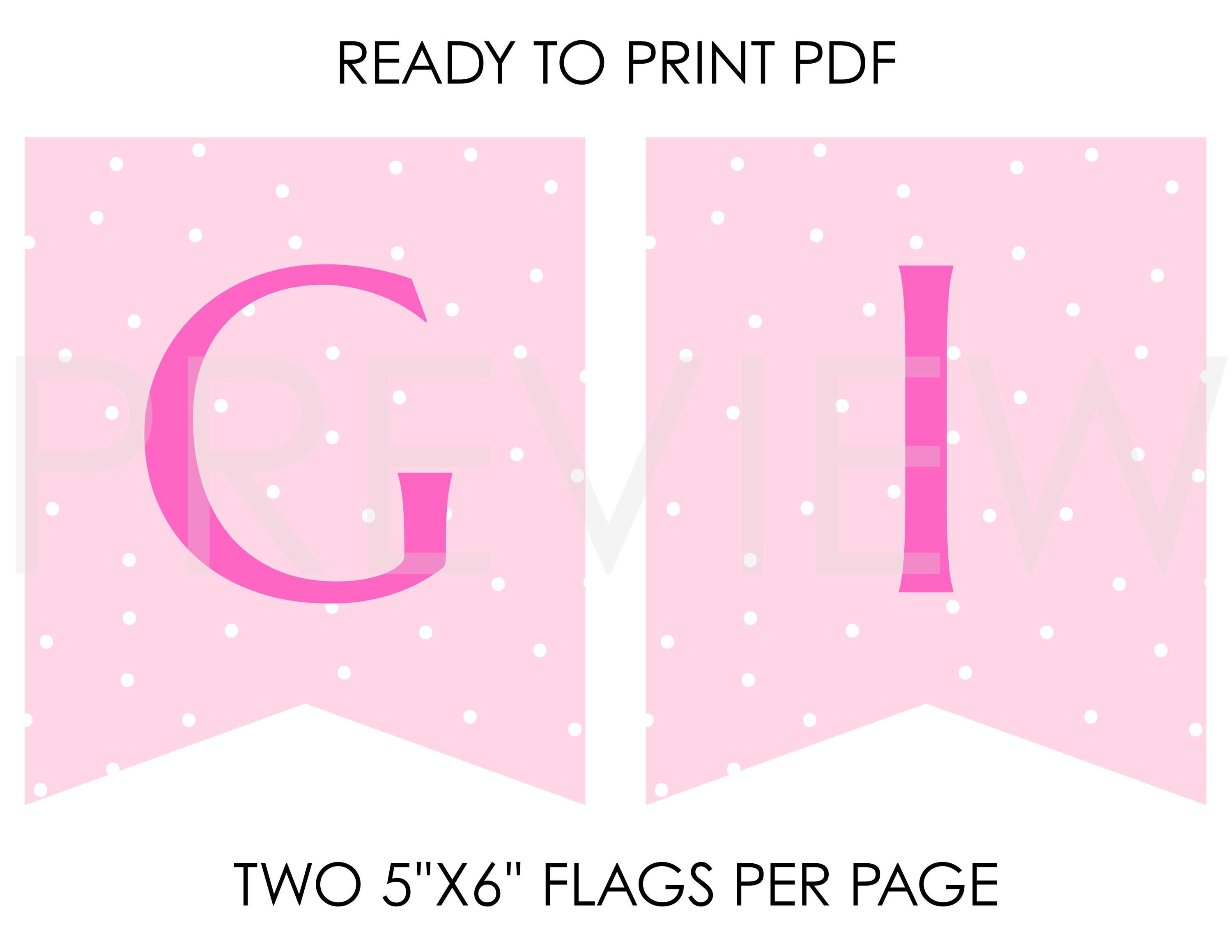 Printable Baby Girl Banner | Pink Polka Dot DIY Baby Shower Banner