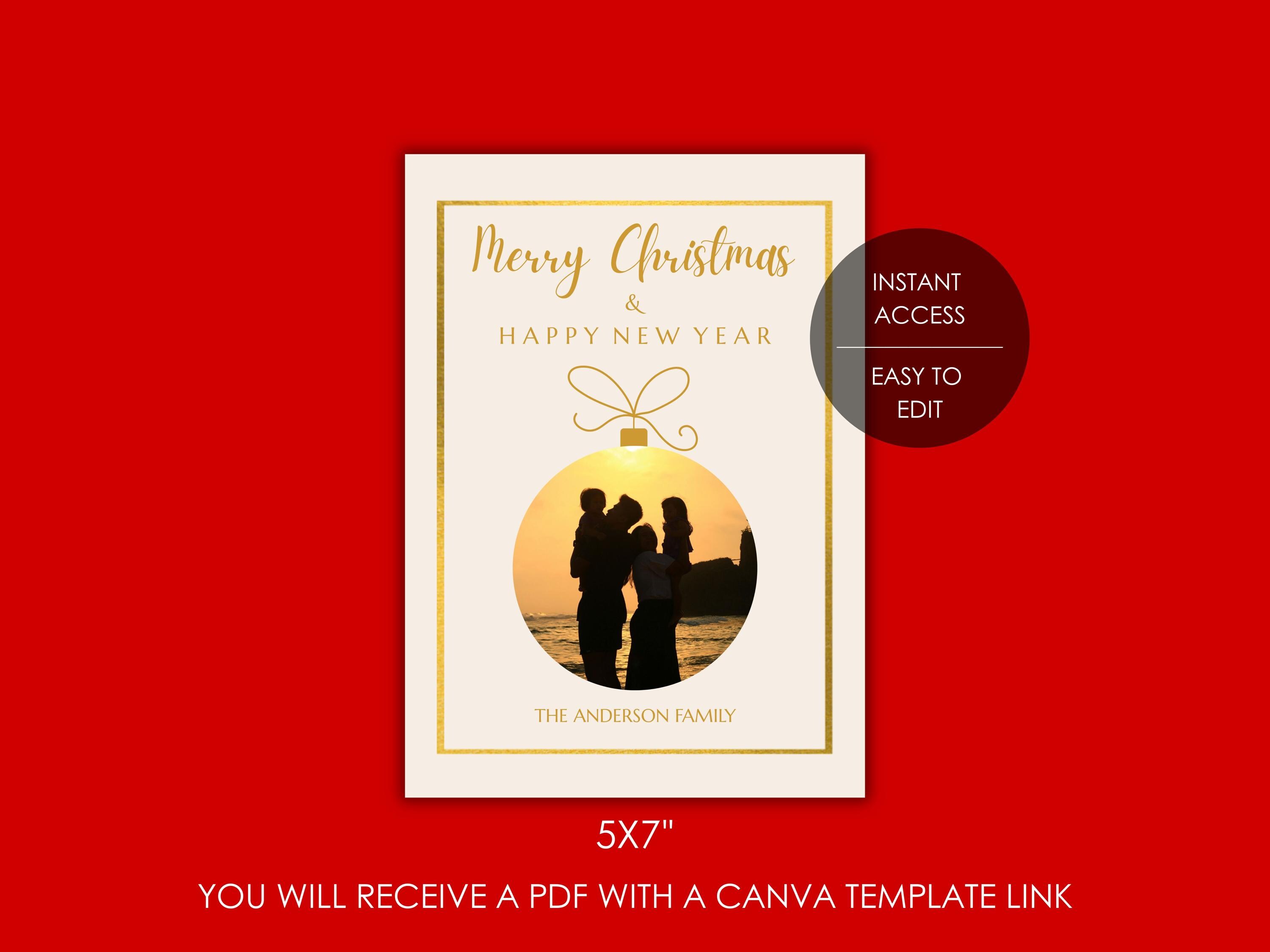 Editable Christmas Card Template Canva | 5x7 Holiday Photo Card ...