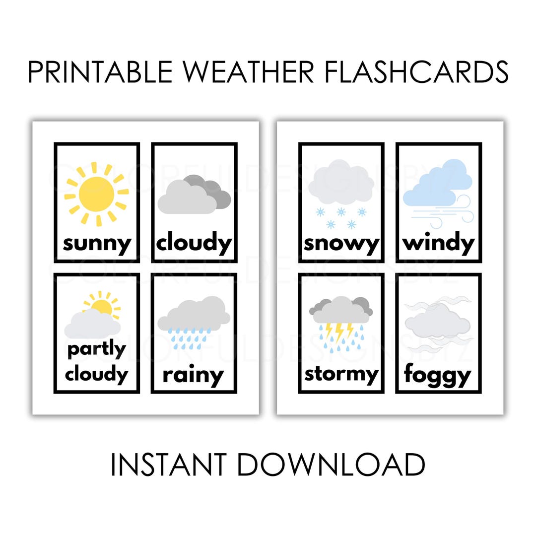Weather Flashcards Printable | Preschool & Kindergarten Learning ...