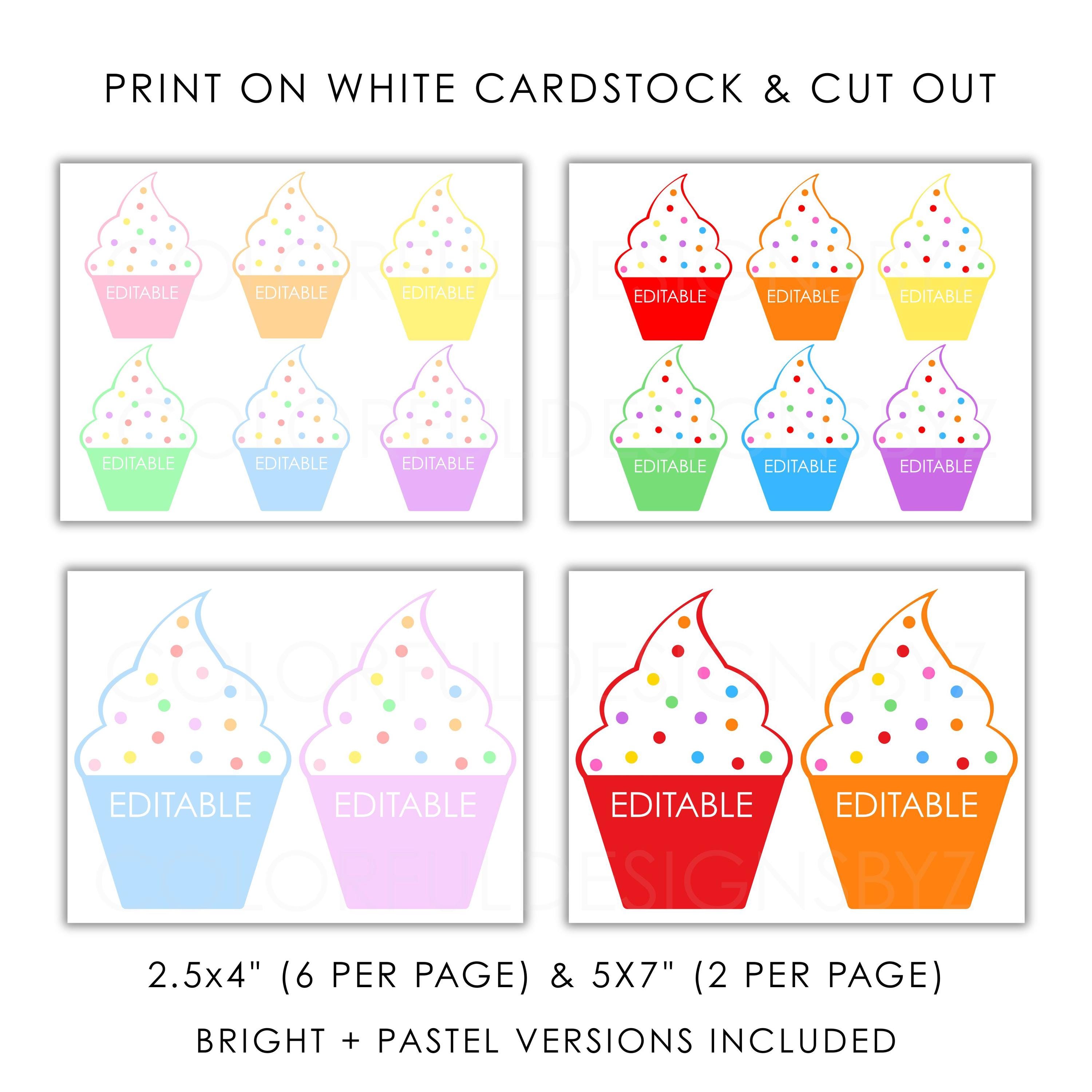 Cupcake Labels - Editable Printable Birthday Party Decor, Party Favor ...