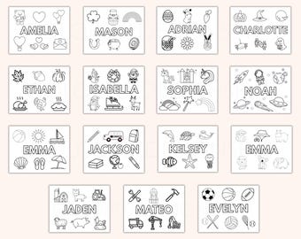 Editable Name Coloring Pages • 15 Themes Kids Printable • Custom Name Worksheet