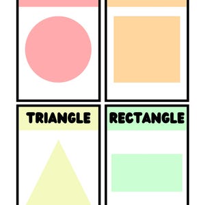Cartes-éclair imprimables sur les formes – 11 formes, apprentissage préscolaire, cartes éducatives préscolaire et maternelle, pastel salle de classe, téléchargement instantané PDF