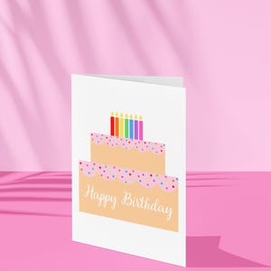 Cartão de Feliz Aniversário para Imprimir – Cartão Dobrado 5x7 – Download Instantâneo – PDF e JPG