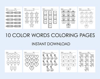 Color Recognition Worksheets | Printable Coloring Activity | Learn Colors for Toddlers & Kids | Preschool Color Recognition | 10 Page PDF