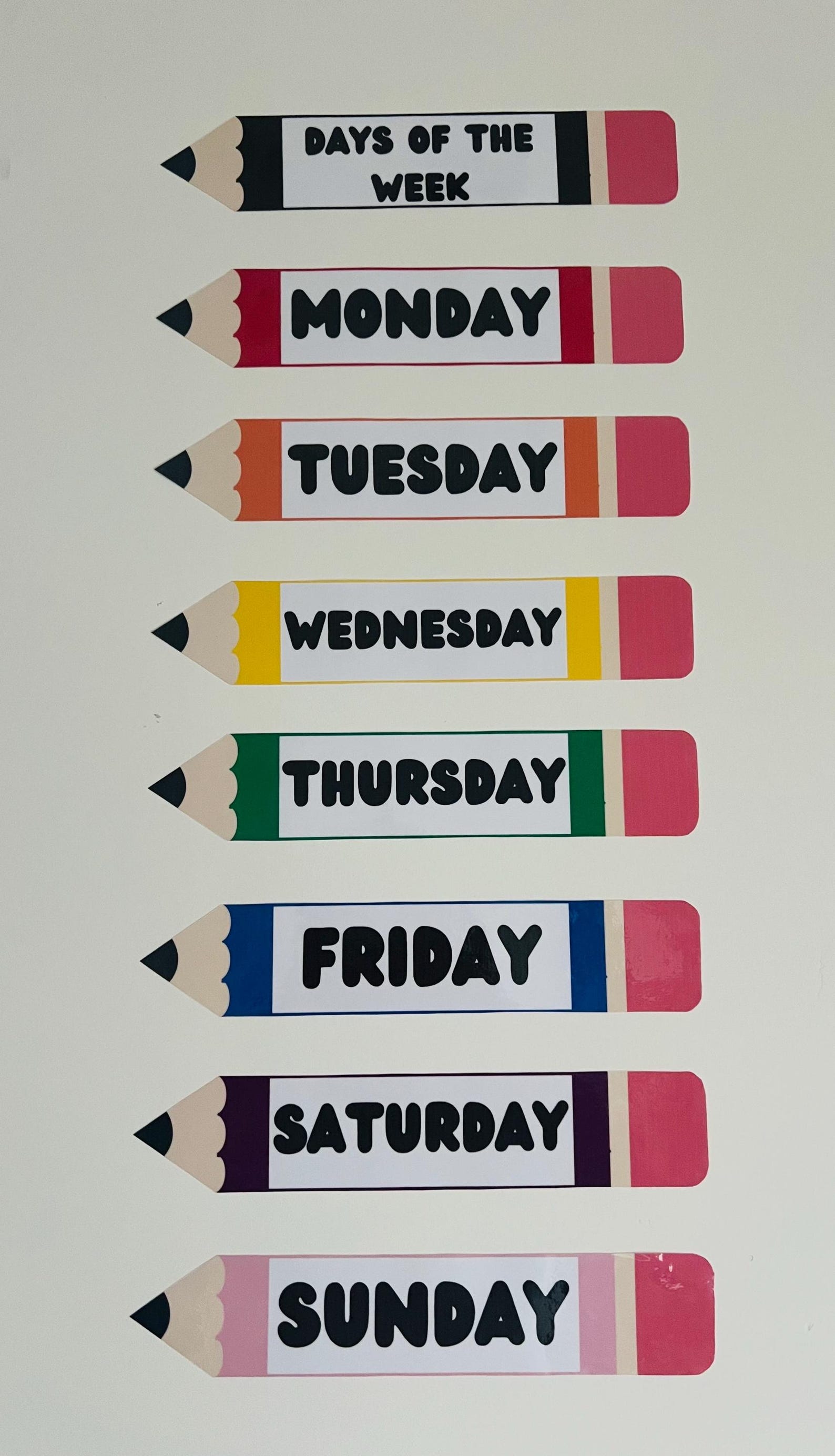 Printable 7 Days of the Week Pencils Display Early Learning Back to ...