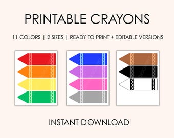 Buntstift Namensetiketten zum Selbstdrucken - 2 Größen - Hell + Pastell - 11 Farben - Klassenzimmer Dekor - PDF + Power Point - Sofort Download