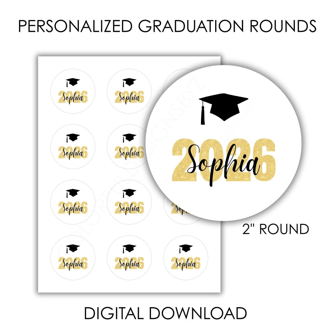 Personalized Graduation 2 Inch Round Stickers | Class of 2026 - Etsy