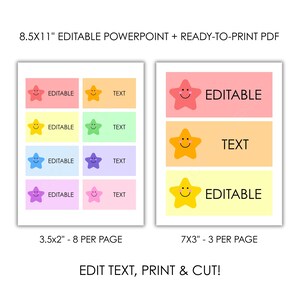 Editable Star Name Tags, Desk Labels for Students, Powerpoint Template ...