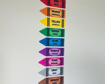 Printable Crayon Color Flashcards in English and Spanish | 11 Colors | Bilingual Learning Resource | Ready-to-Print Classroom Decor PDF