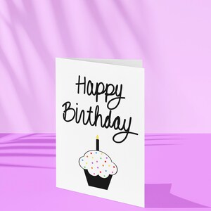Tarjeta de feliz cumpleaños imprimible – Tarjeta plegada de 5 x 7 – Fuente escrita a mano – Descarga instantánea en PDF