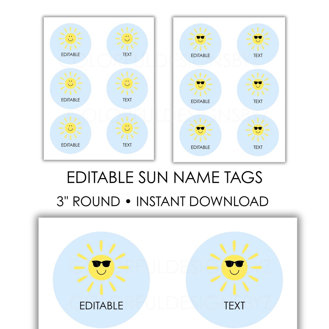 Labels F Sun Editable Sun-themed Labels - 3