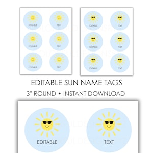 Editable Sun-Themed Labels - 3" Round Tags - Instant Download PowerPoint Template