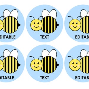 Bienen-Themen bearbeitbare Etiketten - bedruckbare 3-Zoll-Rundnamenschilder | Niedliche Bienen Pinnwand Dekor | Klassenzimmer & Partygebrauch | Power Point Download