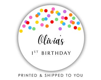 Personalized Birthday Stickers, Custom Birthday Favor Stickers, 2 Inch Round Labels, Set of 40, Party Favor Seals, Any Age