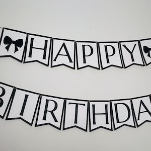 Minimalistische schwarz weiße Geburtstagsgirlande, Geburtstagsdekoration, elegante Geburtstagsdekoration, Geburtstagsparty Dekoration, PDF, sofort download