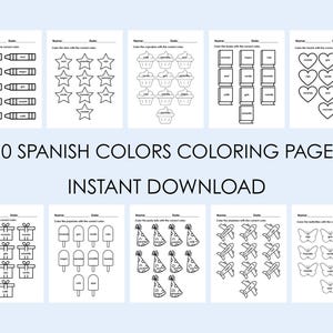 Spanish Colors Coloring Pages for Kids | 10 Printable Activity Pages | Spanish Learning Worksheets | Homeschool and Classroom PDF Download