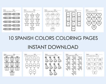 Spanish Colors Coloring Pages for Kids | 10 Printable Activity Pages | Spanish Learning Worksheets | Homeschool and Classroom PDF Download