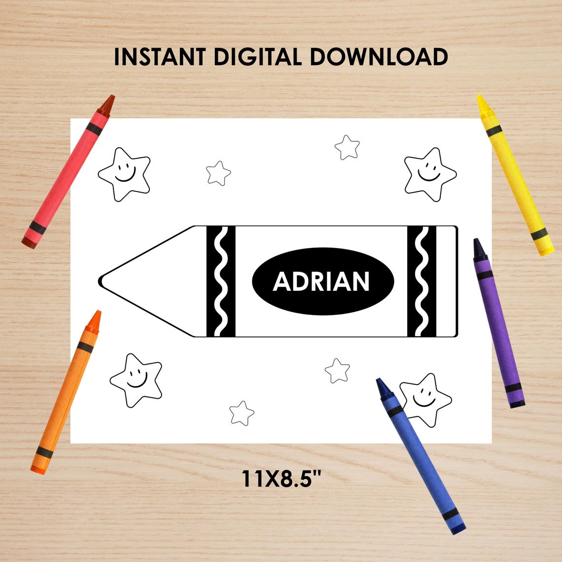 Editable Crayon Name Coloring Page | 8.5x11 Classroom Printable ...