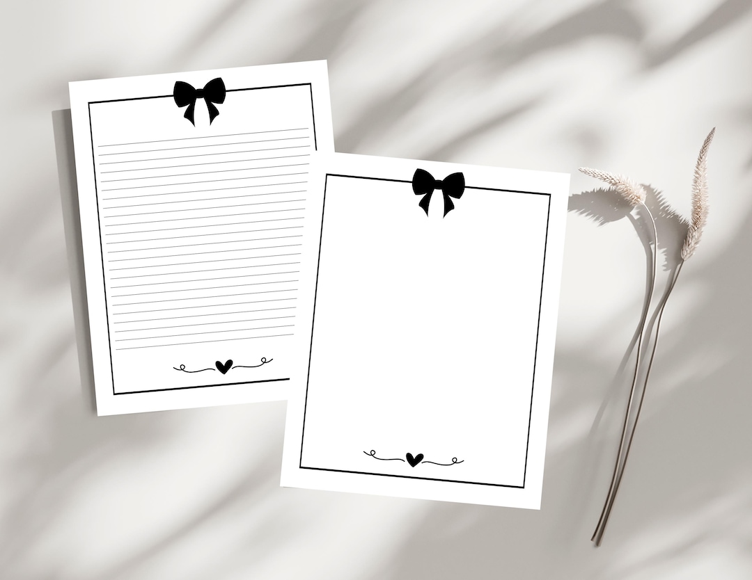 Bow Themed Lined & Blank Writing Paper | 8.5