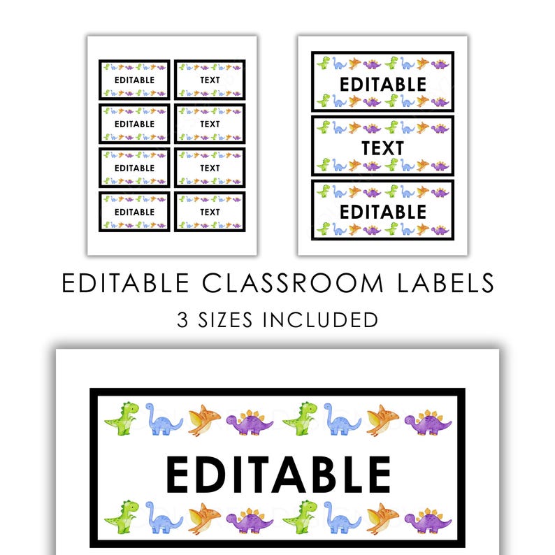 Editable Classroom Labels Printable | Dinosaur Theme | 3 Sizes - Etsy ...